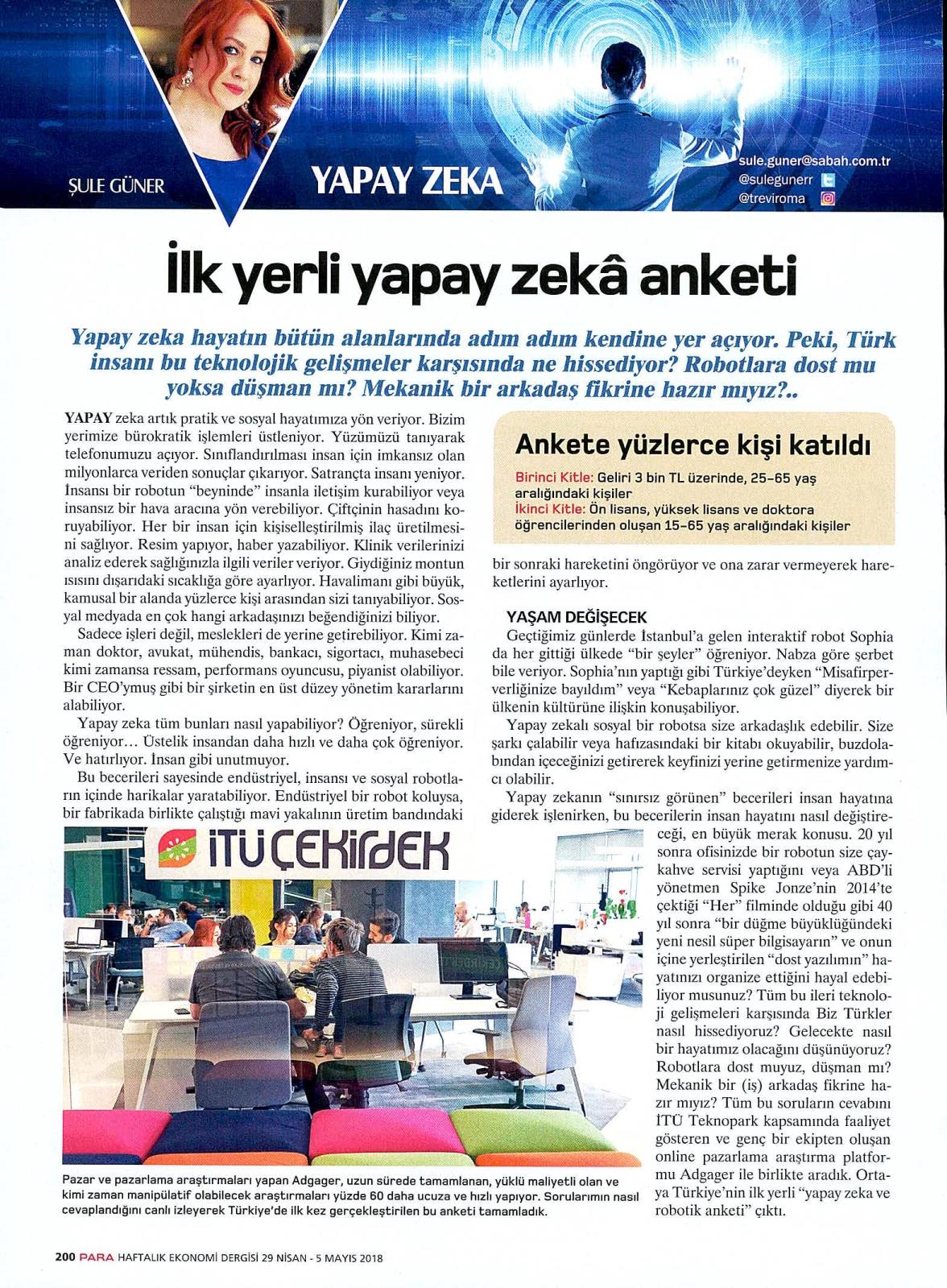 İLK YERLİ YAPAY ZEKA ANKETİ 4 İTÜ ÇEKİRDEK BASIN