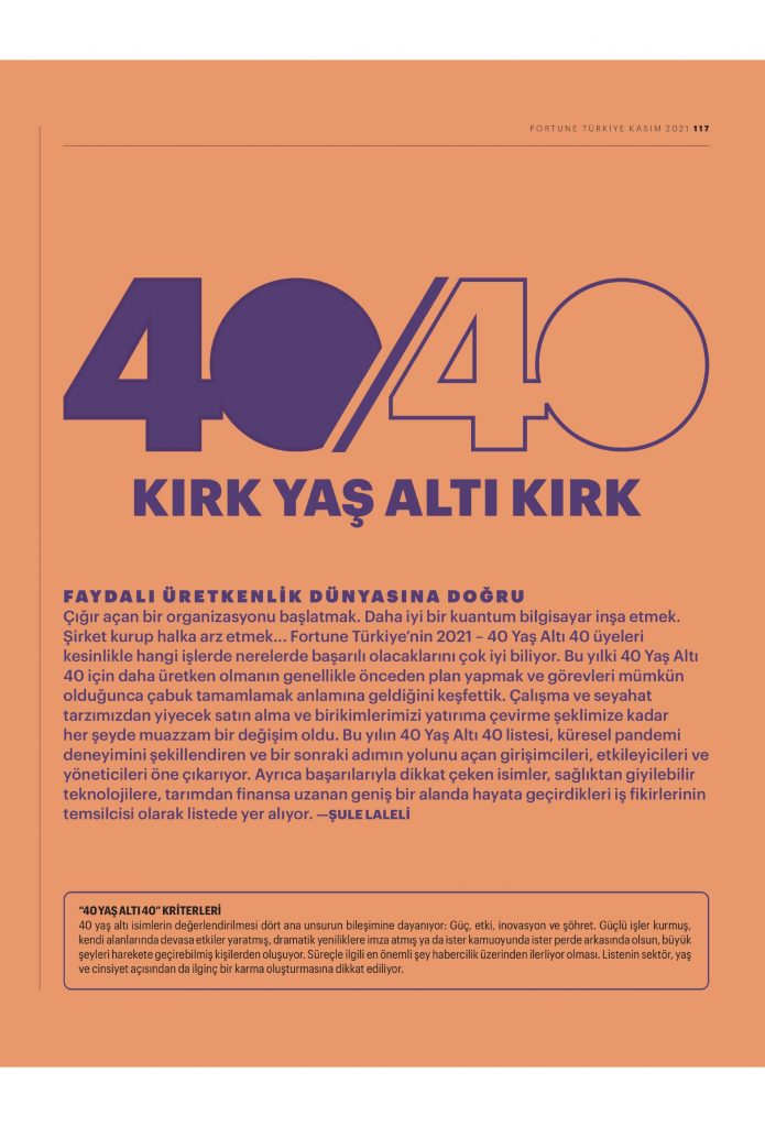 İTÜ ÇEKİRDEK GİRİŞİMCİLERİ 40 YAŞ ALTI 40 LİSTESİNDE 11 İTÜ ÇEKİRDEK GİRİŞİMCİLERİ 40 YAŞ ALTI 40 LİSTESİNDE 11